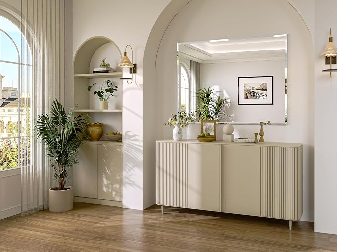 Frameless Bathroom Mirror, 48" x 36" Beveled Wall Mirror | 5mm HD glass, 20mm beveled edge, frameless, anti-rust, shatterproof, french cleat, horizontally or vertically