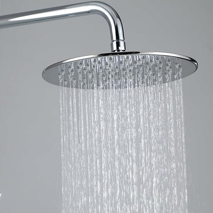 RBROHANT Exposed Shower System with Tub Spout, Polished Chrome Exposed Pipe Shower Faucet with 3 Functions Brass Shower Valve, Shower Height Adjustable, Wall Mounted
