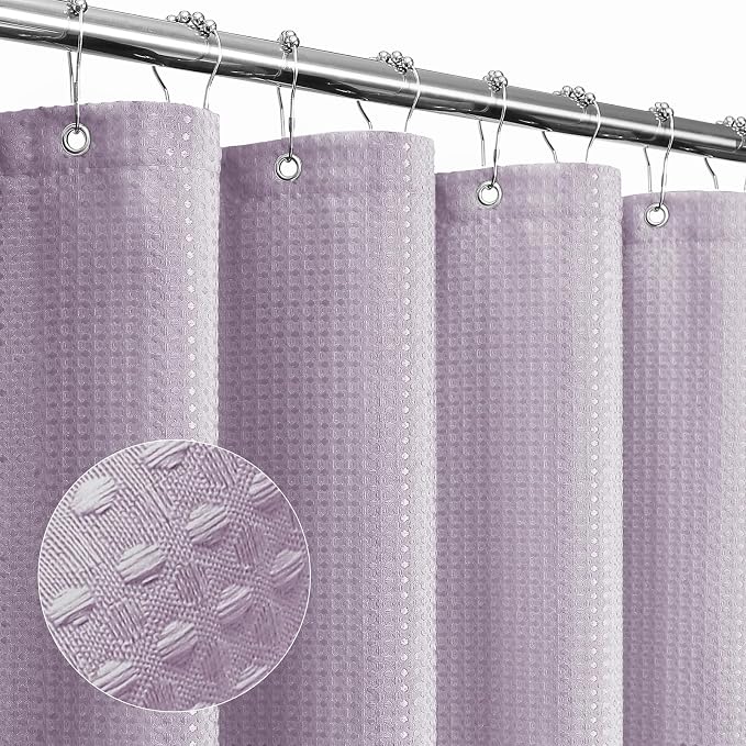 Small Stall Lavender Fabric Shower Curtain, 36 x 72 | Narrow Half Cloth-Textured Shower Curtain for Bathroom, Water Repellent, Machine Washable