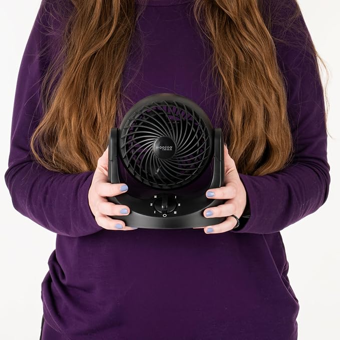 IRIS USA WOOZOO Mini Desk Fan, Dorm Bedside Office, Quiet, 112° Tilt, Black | 32ft Max Air Distance, 108ft² Coverage, 112° Adjustable Vertical Tilt, 27db