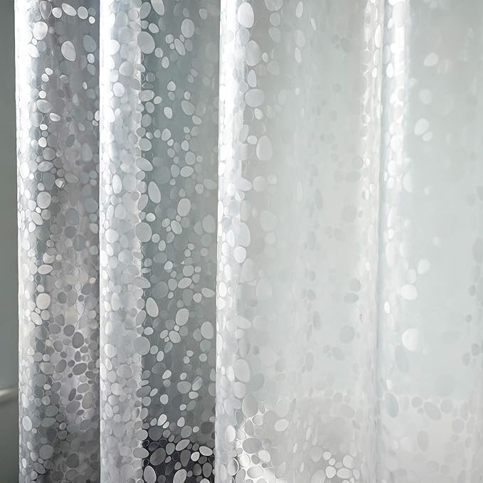 AooHome Extra Long Eva Shower Curtain Liner, Heavy Duty Shower Curtain Cobblestone Patten with Bottom Magnets, Semi Transparent, 72W x 86L inch