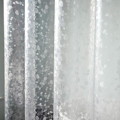 AooHome EVA Shower Curtain Liner, Shower Curtain Cobblestone Patten with Bottom Magnets, Rust Proof Grommets, Semi Transparent, 72W x 75L inch