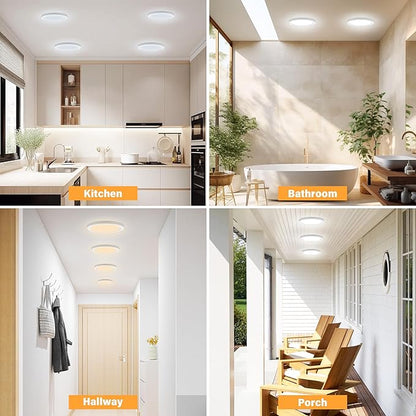 ETL 7 inch Small LED Flush Mount Ceiling Light Dimmable,Ultra Slim Round Flat Ceiling Lights 5CCT-2700K/3000K/3500K/4000K/5000K,Modern Ceiling Lamp for Closet,Kitchen,Bathroom 8 Pack(White)