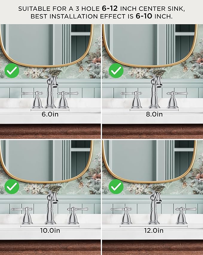 FORIOUS Bathroom Sink Faucet 3 Holes, 2 Handle Faucet for Bathroom Sink with Pop-Up Drain and Water Supplies for Commercial, Vanity, Lavatory, Restroom, Farmhouse (Chrome)