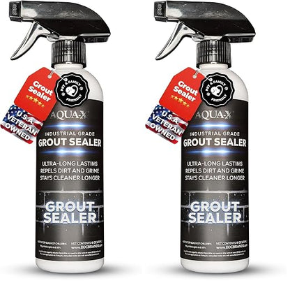 16 Oz. Grout Sealer, Clear Grout and Tile Sealer, Natural Finish, Professional Grade, Indoor & Outdoor, Fast Dry and Long Lasting Protection (Pack of 2)