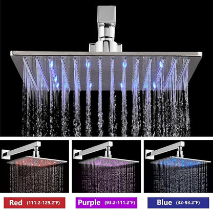 Aolemi Shower Faucet Set with Valve Handheld 10" LED Head Polish Chrome | Handheld Spray,10 Inch Rain LED Head,Valve and Trim Kit,All Metal,Wall Mount Shower System,Bathroom Mixer