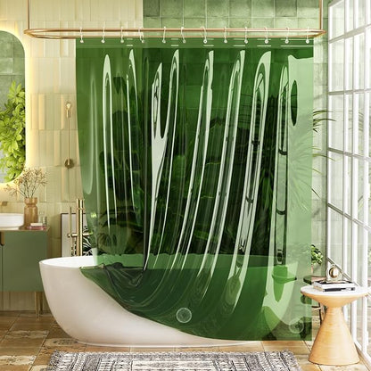 Bathway Shower Curtain Liner, Clear Shower Curtain Liner Green 72x72 PEVA Waterproof Shower Curtain Liner Plastic with 3 Magnets and 12 Rustproof Metal Grommets, Lightweight Shower Liner for Bathroom