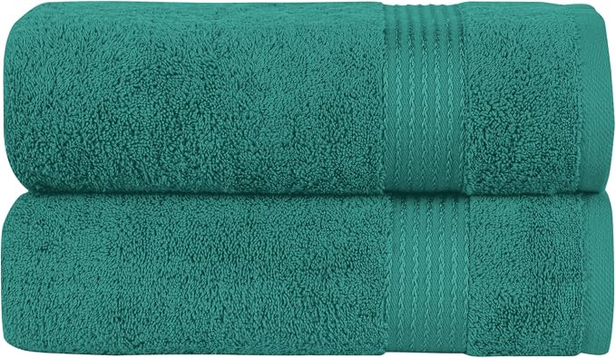 Elegant Comfort Premium Turkish Cotton 2 Pack Bath Towel Set - 27 x 54 inch, Luxurious Hotel Spa Quality 100% Turkish Cotton 2PC Bath Towel Set - Highly Absorbent - Soft Bathroom Towels, Turquoise