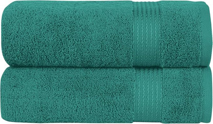 Elegant Comfort Premium Turkish Cotton 2 Pack Bath Towel Set - 27 x 54 inch, Luxurious Hotel Spa Quality 100% Turkish Cotton 2PC Bath Towel Set - Highly Absorbent - Soft Bathroom Towels, Turquoise