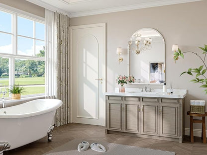 Frameless Bathroom Mirror, 24"x32" Beveled Arched Vanity Mirrors | Frameless, 15mm beveled edge, 5mm HD glass, shatterproof, anti-rust, french cleat, for bathroom/bedroom/entryway