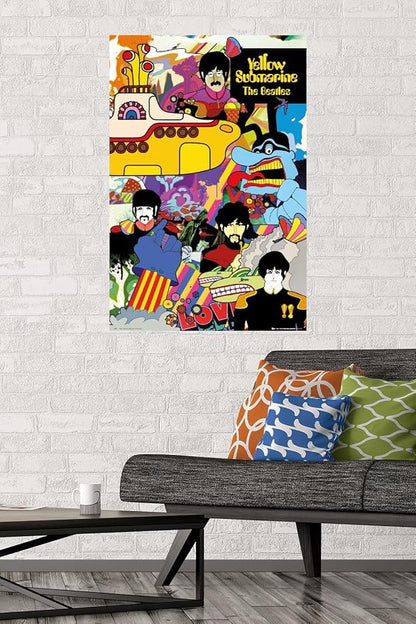 Trends International 24X36 The Beatles - Submarine Collage Wall Poster, 24" x 36", Premium Unframed Version