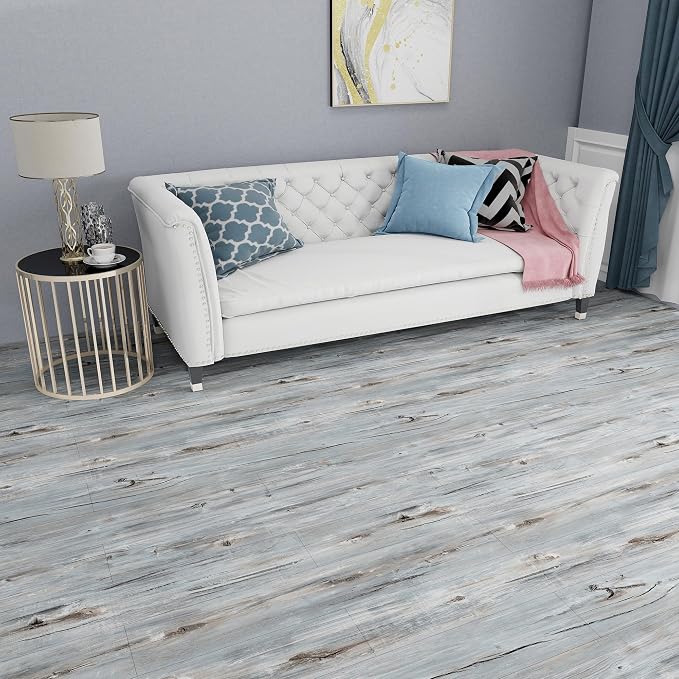 Lareko Peel and Stick Floor Tile, Waterproof Vinyl Plank Flooring | 12-Pack 18 Sq.Ft , Self-Adhesive Laminate Vinyl Tiles,Realistic Wood Grain for DIY Bathroom, Laundry Room & Rental Upgrades