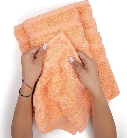 American Soft Linen Luxury Hand Towels for Bathroom, 600 GSM Heawy Weight 16x28 Size 100% Cotton Turkish 4 Piece Hand Face Towel Set, Peach Hand Towels