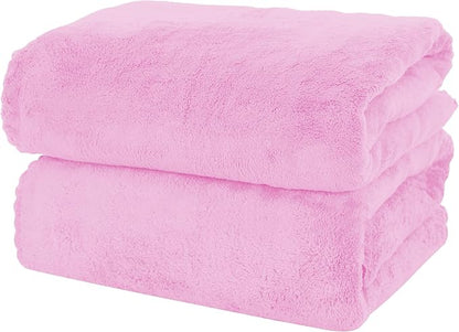 MOONQUEEN 2 Pack Premium Bath Towel Set - Quick Drying - Microfiber Coral Velvet Highly Absorbent Towels - Multipurpose Use as Bath Fitness, Bathroom, Shower, Sports, Yoga Towel (Frozen Berry)