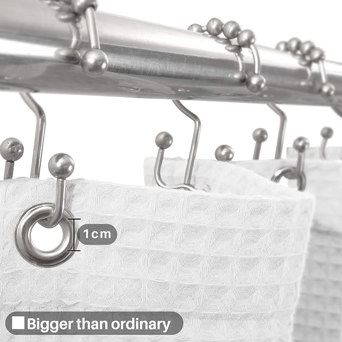 Barossa Design Honeycomb Waffle Weave Shower Curtain Cotton Blend Extra Long 84 inch Height, Hotel Luxury, Heavy Weight, Spa, Washable, White, 72x84 Fabric Shower Curtain for Bathroom