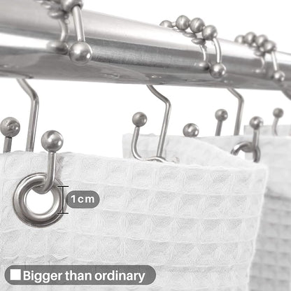 Barossa Design Honeycomb Waffle Weave Shower Curtain Cotton Blend Extra Long 84 inch Height, Hotel Luxury, Heavy Weight, Spa, Washable, White, 72x84 Fabric Shower Curtain for Bathroom