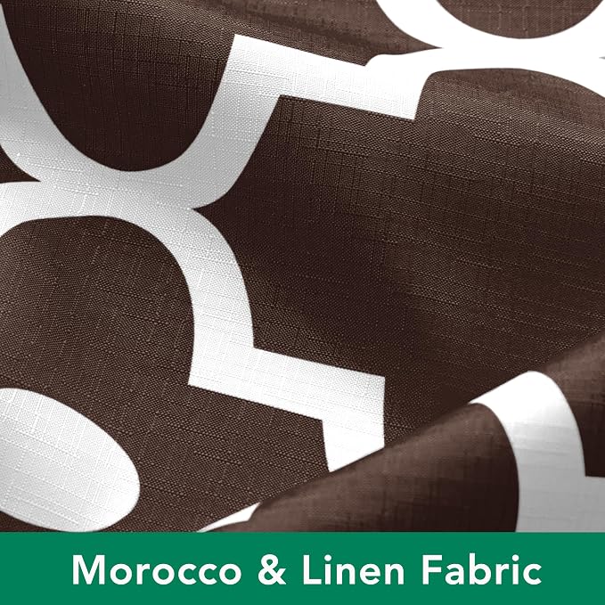 Fabric Modern Shower Curtain-Brown and White Shower Curtains for Bathroom | 72"W x 72"L Textured Faux Linen Elegant Classic Moroccan Bath Decor-Hotel Quality Transitional Washable & Breathable Cloth