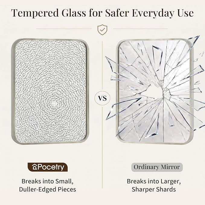 30x36 Inch Brushed Nickel Rounded Rectangle Bathroom Vanity Mirror | For Over-Sink Bathrooms, Corrosion-Resistant Aluminum Frame, Slim Front Profile, Two-Way Mount, Protective Packaging