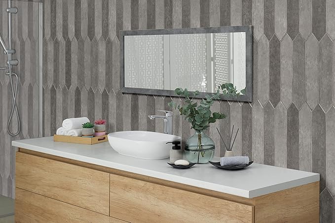 M S International Renzo Storm Glossy Ceramic Picket Wall Tile for Bathroom, Kitchen Backsplash, Accent, and Shower - Sample