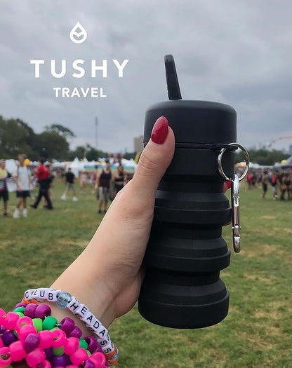TUSHY Travel Bidet: Collapsible & Expandable for Discreet Portability | Refreshing Clean for Camping, Outdoors & Travel (Peri Bottle for Postpartum Care, Helps with Hemorrhoid Relief), Got2Go Onyx
