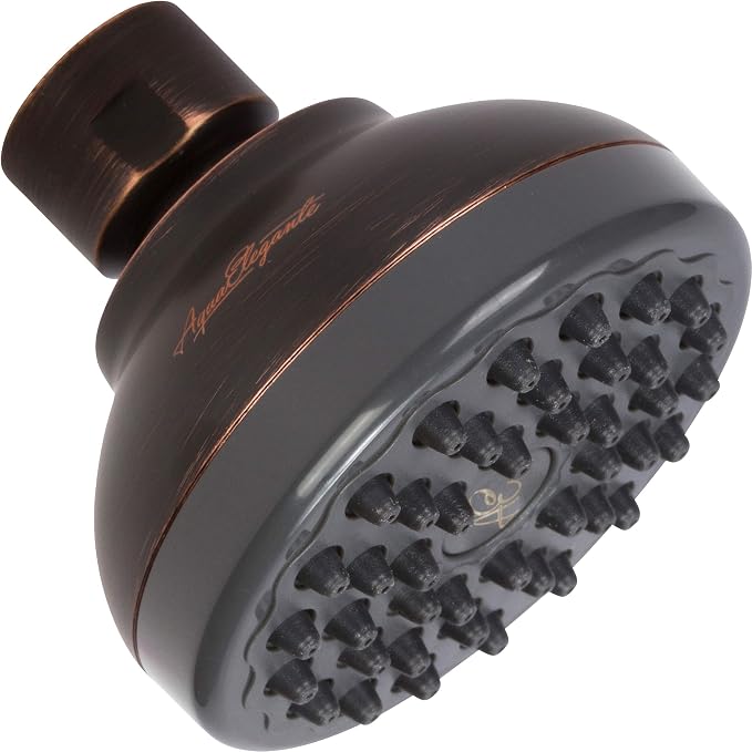 Aqua Elegante Pressure Boosting Shower Head - 1.8 GPM - Oil-Rubbed Bronze | 3 Inch Wall Mount, Water Saving Showerhead, Best For Low Flow Showers With Anti-Clog Nozzles & Adjustable Brass Fitting