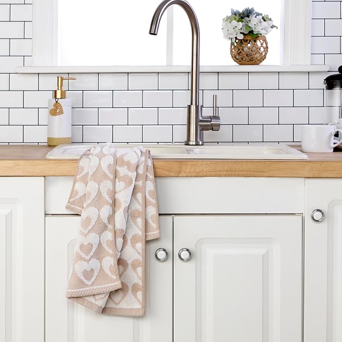 SKL Home Faithful Words Hand Towel Set-2pc, 100% Cotton Jacquard, Blue | Plush & absorbent terry. Pattern colors reverse on back side. For use in the bathroom, kitchen, or any sink space.