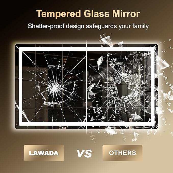 LED Bathroom Mirror, 30"x50" Bathroom Vanity Mirror with Lights for Wall, Smart Anti-Fog, Stepless Dimmable with 3 Color Mode, Backlit + Front Lit, Memory Function, ETL Listed