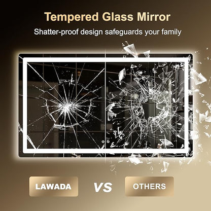 LED Bathroom Mirror, 30"x50" Bathroom Vanity Mirror with Lights for Wall, Smart Anti-Fog, Stepless Dimmable with 3 Color Mode, Backlit + Front Lit, Memory Function, ETL Listed