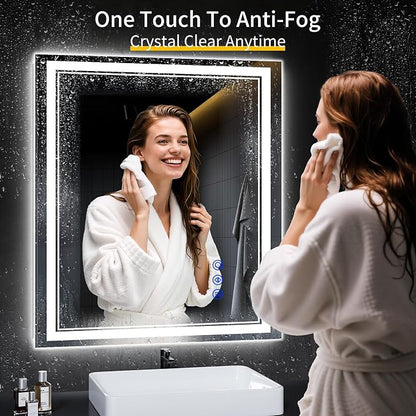 36"x32" LED Bathroom Mirror with Lights,Anti-Fog,3 Color Modes