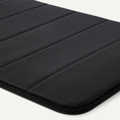 Amazon Basics Absorbent & Fast Dry Plush Memory Foam Bath Mat, 17 x 24 in, Black