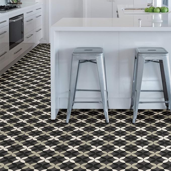 FloorPops Arbor Peel and Stick Floor Tiles, Patterned Removable Vinyl Flooring, Self Adhesive Floor Tiles for Kitchen Bathroom Entryway (Pack of 6)