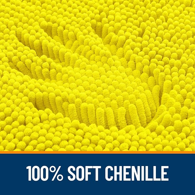 OLANLY Small Bathroom Rugs 24x16, Extra Soft Absorbent Chenille Bath Rugs | Lemon Yellow, Quick-Drying Rubber Backing, Washable Bath Mat for Bathroom Floor, Tub and Shower, Home Decor Accessories