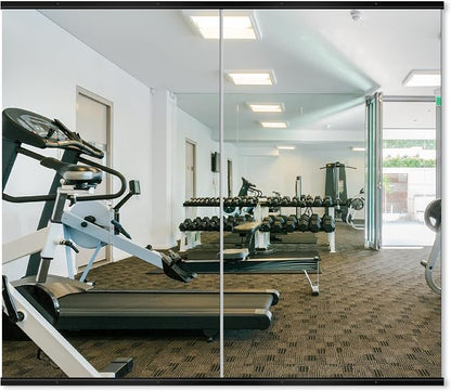 Home Gym Mirror, 48''x28''x2PCS Black Wall Mounted Large Frameless Tempered Glass Wall Mirror for Home Gym, Garage, Bedroom, Bathroom