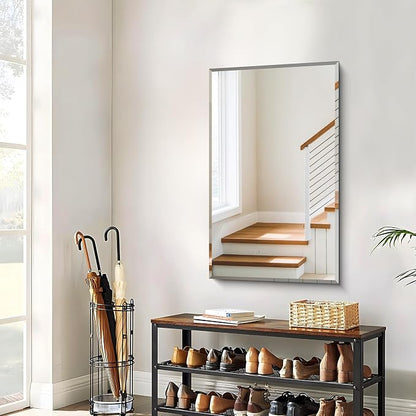 CILIBER Beveled Mirror, 24x40 Frameless Beveled Bathroom Mirrors for Wall, 3mm Tempered Glass Rectangle Vanity Mirror with Beveled Edge, Crystal-Clear, Hangs Horizontally or Vertically
