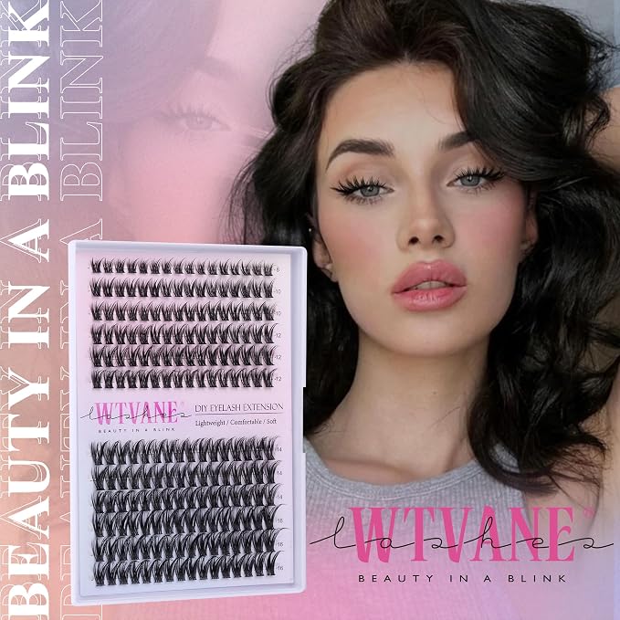 Fairy Lash Clusters Kit Wispy Eyelash Clusters DIY 8-16mm Manga Lash Clusters Eyelash Extension Kit 192pcs Individual Lashes Natural Lash Extension Kit with Lash Bond and Seal, Lash Tweezers by Wtvane