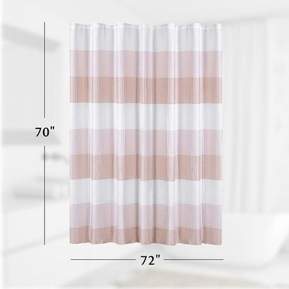 Dainty Home Ombre Waffle Weave Shower Curtain (Blush with 12 Hooks)
