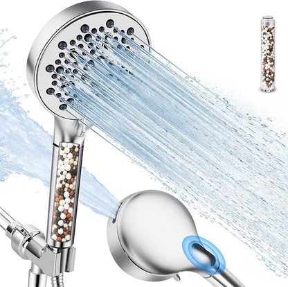 Filtered Shower Head with Handheld, High Pressure 7-Spd Showerhead | Shower Head with Stainless Hose,Water Softener Filter Beads for Hard Water,Remove Chlorine, Reduce Dry Itchy Skin