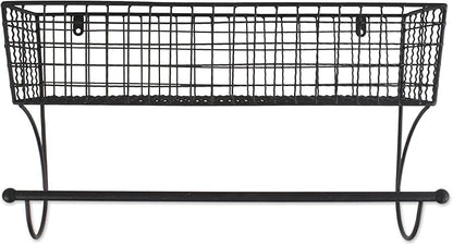DII Rustic Farmhouse Bathroom Décor, Metal Storage, Large Towel Bar, Black