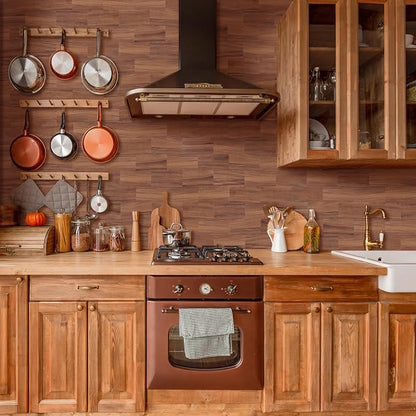 Yipscazo Peel and Stick backsplash 3 x 6 Inches 3D PVC Composite Wall Tile Stick on Backsplash Tile for Kitchen Bathroom, Laundry Room, Fireplace(Brown Wood Grain, 160 Pieces)
