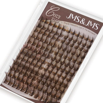 JMS&JMS Brown Lash Cluster Natural Look Brown Eyelashes for Daily Makeup | CC Curl 8-18MIX Brown False Eyelashes Wispy Brown Strip Lashes at Home
