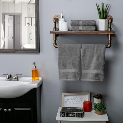 SUPERIOR Egyptian Cotton Plush & Absorbent, Hand Towel Set of 4, Charcoal | Quick Dry, Soft Luxury Towel Set, Bath Essentials for Bathroom, Guest Bath, Spa, 4 Piece Set, Madeline Towels