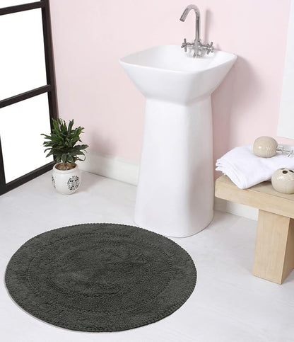 Home Weavers Radiant Collection 100% Cotton Bathroom Rugs Set, Bathroom Décor, Washable Rug, Extra Soft and Absorbent Bath Rug, Kitchen Mat, Bath Mat Set, Bath Floor Mat Non Slip, 30" Round, Gray
