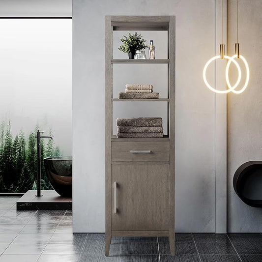 Vanity Art 21" Bathroom Vanity with Storage Cabinet & Shelves, Storage Cabinet with Soft-Closing Doors, VA90-LC-DG-BN1