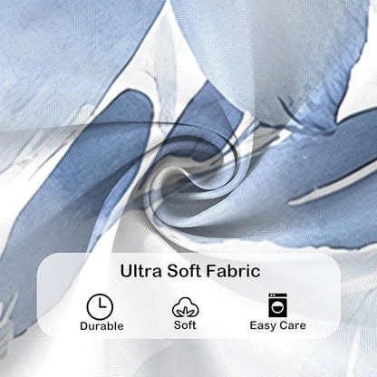 Floral Shower Curtain, Blue Watercolor Flower Shower Curtains for Bathroom, Modern Minimalist Waterproof Fabric Bath Curtain 72x72 Inch