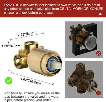 Gold Shower Head and Valve Set Single Spray Premium Wall Mount 8 Inch Rainfall Squre 1 Handle Shower Faucet with Rough-in Valves and Knob Kit for Bathroom Mixer （1.8GPM)