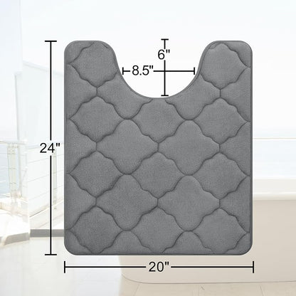 OLANLY Memory Foam Toilet Rugs U-Shaped 24x20, Ultra Soft and Absorbent Bathroom Rugs, Non-Slip, Comfortable, Machine Washable Contour Bath Mat for Toilet Base, Home Decor Accessories, Dark Grey