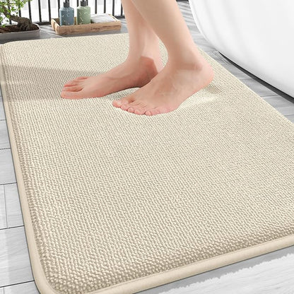 OLANLY Thick Memory Foam Bathroom Rugs 30x20, Soft Absorbent Bath Mat, Sand | Quick Dry Bath Rugs, Non-Slip Carpet, Machine Washable Mats for Bathroom Floor, Tub and Shower, Home Decor Accessories