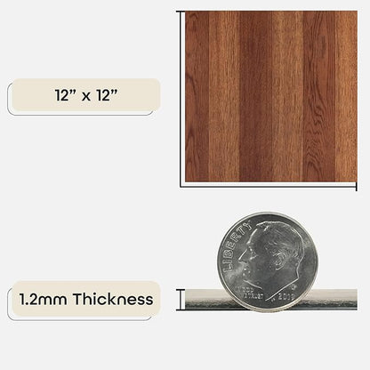Nexus Self Adhesive 12-Inch Vinyl Floor Tiles, 20 Tiles - 12" x 12", Medium Oak Plank-Look Pattern - Peel & Stick, DIY Flooring for Kitchen, Dining Room, Bedrooms & Bathrooms by Achim Home Decor