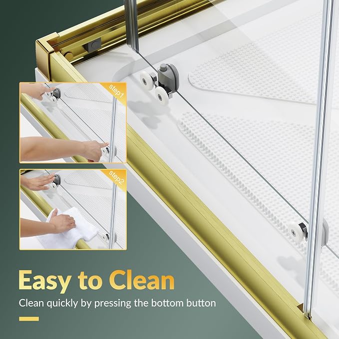 ELEGANT Corner Shower Door 34 in. D x 34 in. W x 72 in. H, Double Sliding Shower Door, Framed Corner Shower Enclosure with 1/4" Tempered Glass, Brushed Gold