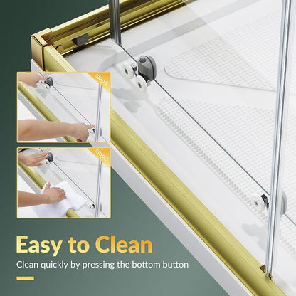 ELEGANT Corner Shower Door 34 in. D x 34 in. W x 72 in. H, Double Sliding Shower Door, Framed Corner Shower Enclosure with 1/4" Tempered Glass, Brushed Gold
